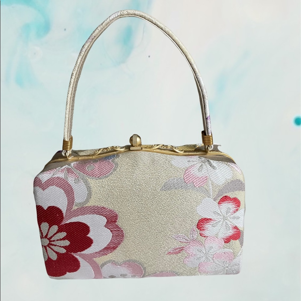 American Vintage Floral Cream and Red Bag